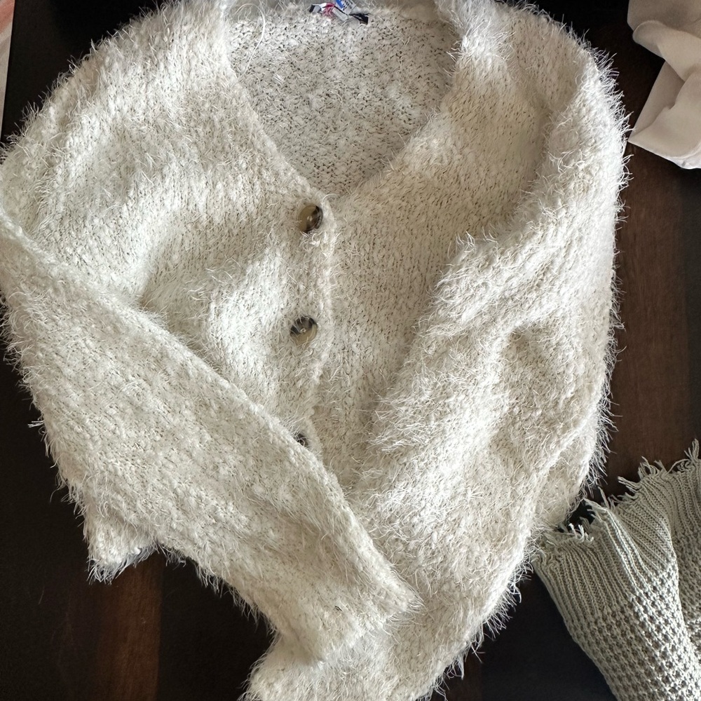 Cozy White Fuzzy Sweater